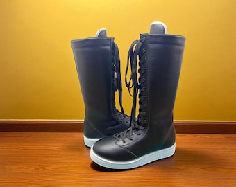 Stivali da wrestling fatti a mano, scarpe da wrestling professionistico, scarpe da wrestling in pelle, stivali da wrestling professionali, stivali da wrestling con lacci personalizzati