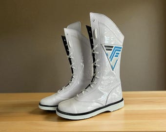 Botas de lucha personalizadas hechas a mano para hombre y mujer, zapatos de lucha profesionales con cordones, botas largas de cuero, calzado de lucha para cosplay como regalo.
