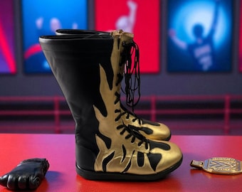 Men Wrestling Boots Pro Wrestling Boots Leather Wrestling