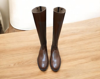 Men's Horse Riding Boots | Knee-High Leather Equestrian Boots | English Riding Shoes | Brown Tall Boots | Vintage Riding Boots Husband Gifts