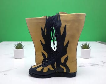 Long Wrestling Shoes | Men Wrestling Boots | Pro Wrestling Boots | Leather Wrestling Shoes | Lace Up Boots | Mens Handmade Boots Gift