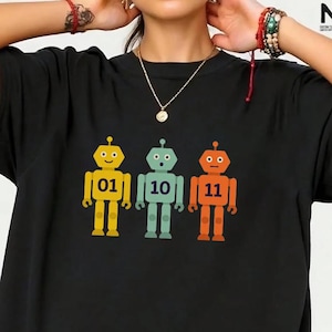01 10 11 Roboter T-Shirt, lustiges Binär Code Programmierer Geschenk, Geek Coding Nerd Grafik T-Shirt, Programmierer Humor Shirt für Programmierer