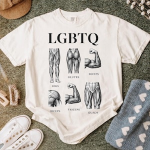 LGBTQ Beine Gesäß Bizeps Trizeps Quads Gym Lover Workout T-Shirt, Stolz Fitness Motivationsgeschenk, LGBT Gym Grafik T-Shirt