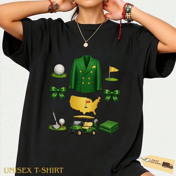 Green Golf Icons Funny Golfing T-Shirt, Golf Lover Gift, Funny Golfer Graphic Tee, Cool Golf Dad Shirt