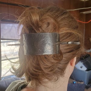 Hand Forged Hair Pin – Rustic Metal Hair Slide – Wrought Iron Hair Stick – Blacksmith Made Hair Accessory – Viking Style Bun Holder