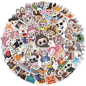 Labubu Cartoon Stickers - Set of 50 Waterproof Creative Stickers for Children's Handbook