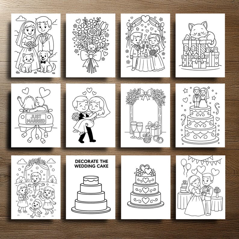 Wedding Coloring Book for Kids Printable Wedding Day Activity for ...