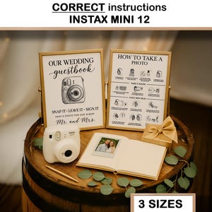 Instax Mini 12-gastenboekbord: polaroidcamera-instructies (digitale download)