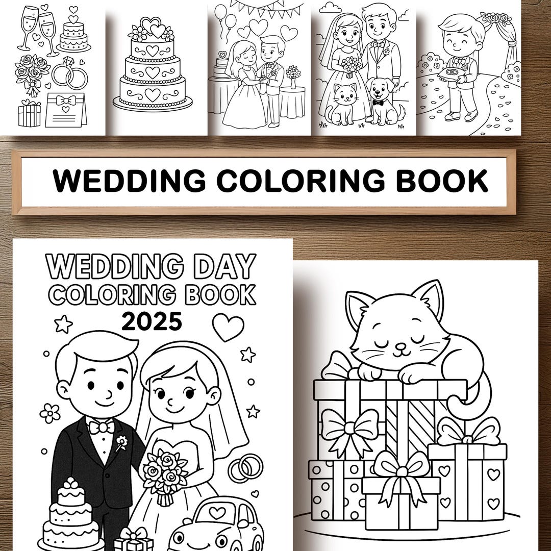 Wedding Coloring Book for Kids Printable Wedding Day Activity for ...