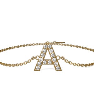 Pulsera con inicial personalizada, pulsera con letra de circonita en oro de 14 quilates, pulsera delicada para mujer, pulsera apilable para uso diario, pulsera minimalista, regalo para esposa