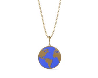 14K Gold Earth Necklace, Dainty World Map Necklace, Minimalist Globetrotter Necklace, Tiny Travel Lover Necklace, Travel Lover Gift