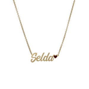 Collar con nombre escrito a mano, collar con nombre personalizado en forma de corazón en oro de 14 quilates, collar de plata diminuto hecho a mano, collar minimalista para uso diario, regalo para ella
