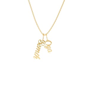 Juego de 2 collares con dijes de nombre, collar con nombre personalizado en oro de 14 quilates, collar minimalista de plata escrito a mano, collar pequeño para parejas, regalo para mujeres