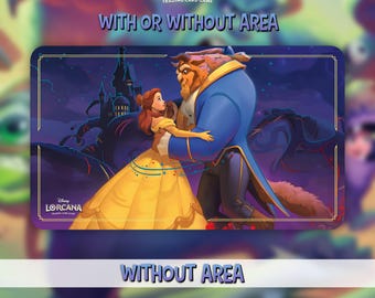 Playmat Lorcana TCG - Beauty & Beast- 24 x 14 po. (600 x 350 mm) Stitched edge