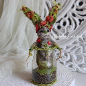 Needle Felted Bunny Figurine: Handmade Wool Rabbit Sculpture
