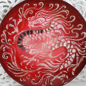 Dragon | Acrylic painting with mirror elements and resin | Resin wall art decor | Resin Acrylic Painting | Round painting on canvas