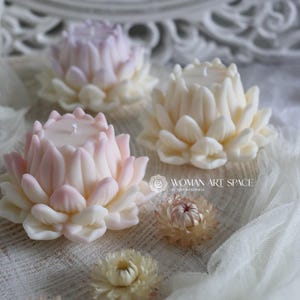 Lotus Blume Soja Kerze | Handgemachte Blüten-Kerze | Exquisite Deko-Kerze | Blumen Wohndekor | Yoga Sojakerze | Geschenkidee