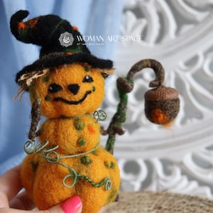 Halloween Pumpkin Man | Needle felted Pumpkin | Handmade wool sculpture | Halloween decoration | Pumpkin shaped Table Decoration