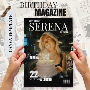 21 dinner Magazine Canva Template, Birthday magazine, Birthday magazine, Magazine for bestfriend, customizable magazine for girlfriend
