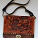 Medium Leather Messenger, brown, Koi Print ,"The Uptown"