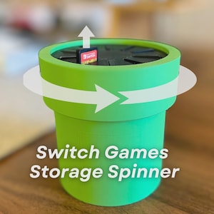 スイッチスピニングゲームホルダー - 回転式カートリッジオーガナイザー | 楽しいグリーンのチューブデザイン | ゲーム10個収納可能
