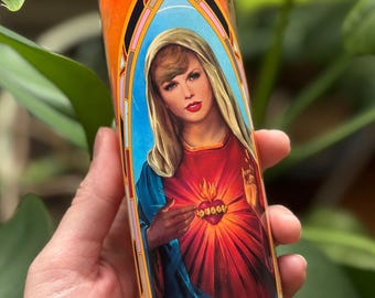 Vela votiva Saint Tay, vela de oración de celebridades, diseño inspirado en diferentes épocas, sin perfume, varios colores a elegir.