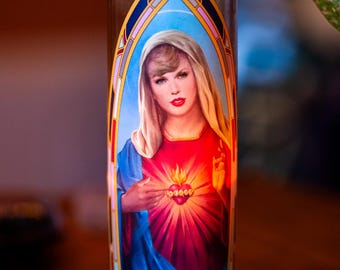 Vela de oración de San Tay, diseño inspirado en épocas pasadas, diseño original, vela con borde dorado, varios colores.