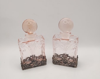 Beautiful Vintage/Antique Art Nouveau Pale Pink Perfume Bottles