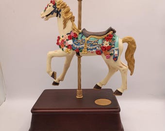 San Francisco Music Box Co Limited Edition Numbered Carousel Horse Plays Beauty & The Beast - 1995 (Read full listing)