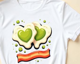 Green Chicken Egg T-Shirt, Funny Brunch Smile Face Tee, Breakfast Lover Costume Shirt, Cute Morning Foodie Tee, Hilarious Breakfast Outfit