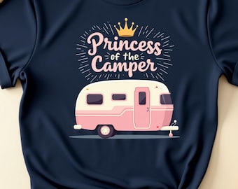 Queen Of The Camper T-Shirt, Funny Camping for Women, Outdoor Adventure Van and Trailer Life Shirt, Cute Nature Lover Gift, Casual Summer