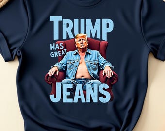 トランプのジーンズTシャツ、男女兼用の面白い政治ミームTシャツ、ユーモラスな政治ジョークシャツ、皮肉なステートメントアパレル