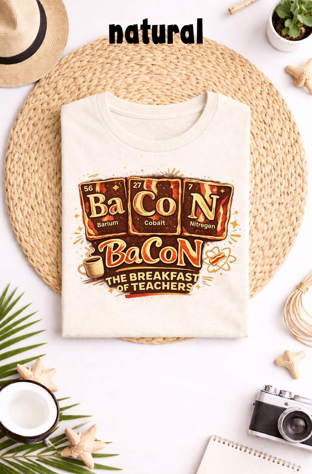 Chemistry Teacher Shirt, Ba Co N Bacon Science Pun Tee, the Breakfast ...
