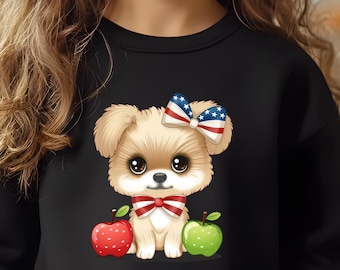 Kids Puppy Sweatshirt, Patriotic Dog Graphic, Toddler Pullover