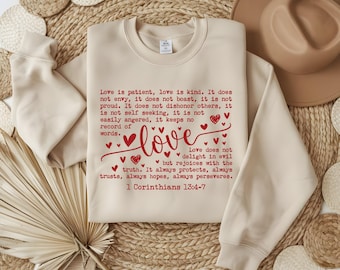 Sweatshirt 1 Corinthians 13 Love Verse, christelijk valentijnscadeau