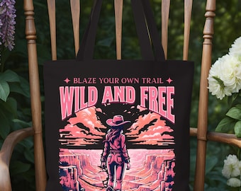 Wild and Free Cowgirl-tygväska: Western Canyon-design