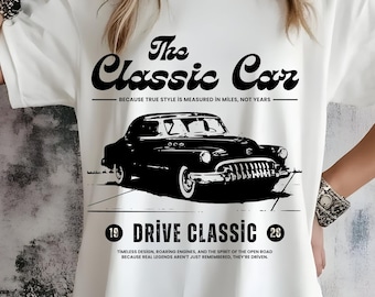 T-shirt vintage klassieke auto: retro autostijl