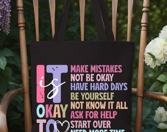 Inspirerend citaat draagtas: cadeau positieve geestelijke gezondheid