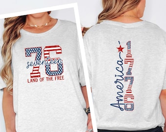 Patriottisch shirt 1776, T-shirt 4 juli voor vrouwen, Land of the Free Tee, shirt Amerikaanse vlag, shirt Independence Day, zomerkleding VS