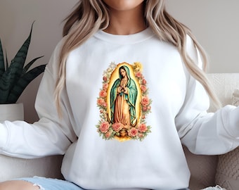 Sweater Our Lady of Guadalupe, Maagd Maria-katholieke ronde hals