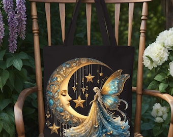 Fee Mond Tragetasche, Himmlische Schmetterlingsgöttin Kunst