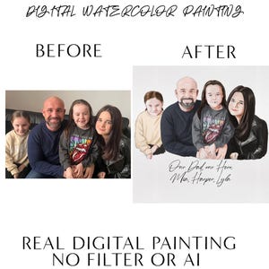 Aangepast portret vader en kind van foto – gepersonaliseerde kunst in aquarelstijl, Vaderdagcadeau voor papa, familie digitale download print