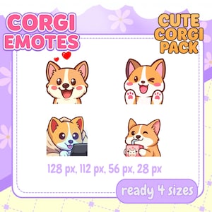 Cute Corgi Emotes Pack for Twitch & Discord | Chibi Dog Streamer Stickers | Kawaii Emotes | Digital Download for Dog Lovers