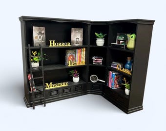 Mini Shelf compatible Mini Brands Books, 1:6 Scale, Miniature bookshelf, Mini books, Mini Library, 3D Printed, Dollhouse miniatures, 7”
