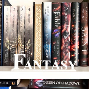 FANTASY LIBRARY LEGEND | Book Genre Signs | Bookshelf Signs | Bookish Decor | Custom Sign | Book Categories | Bookshelf Label | Book Words