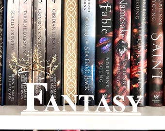 LEYENDA DE BIBLIOTECA DE FANTASÍA / Letreros de género literario / Letreros de estantería / Decoración literaria / Letrero personalizado / Categorías de libros / Etiqueta de estantería / Palabras de libros