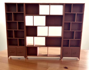MINI MID-CENTURY Library | Mini Bookshelf | 1/12th Scale | Literature decor | Miniature | 3D Printed l Bookend | Mini Decor