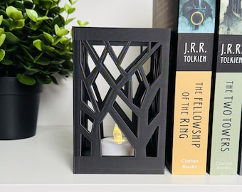 Glowing Tree Bookend (& Free Tealight) | 3d Printed Tealight Lamp | Tree Bookshelf Bookend | Shelf Decor |  Bookend | Book Accessory