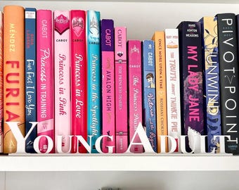 Leyenda de biblioteca para adultos jóvenes / Letreros de género de libros / Letreros de estantería / Decoración literaria / Letrero personalizado / Categorías de libros / Etiqueta de estantería / Palabras de libros