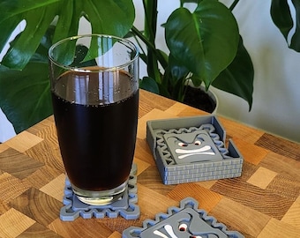 Gaming coasters set: 3d printed uk made gamer decor